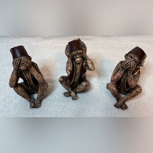 3 Wise Monkeys Resin Figurines Set Hear See Speak No Evil Home/Office Decor